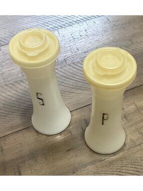 Vintage Tupperware Tall Hourglass Salt Pepper Shakers  Mid Century Modern